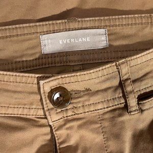 Everlane Lightweight Wide-Leg Crop Chino, Dark Khaki, Size 4